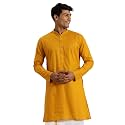 VASTRAMAY Men Cotton Linen Solid Kurta 