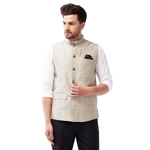 VASTRAMAY Mens Silk Blend Nehru Jackets