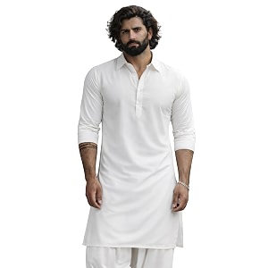 VASTRAMAY Men Solid Cotton Pathani Kurta with