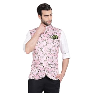 VASTRAMAY Mens Silk Blend Nehru Jacket -