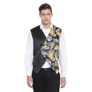 VASTRAMAY Mens Silk Blend Nehru Jacket -