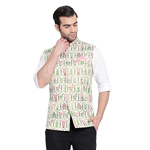 VASTRAMAY Mens Silk Blend Nehru Jacket -