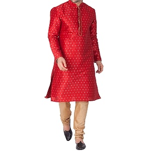 VASTRAMAY mens Vastramay Mens Maroon Silk Blend