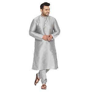Vastramay Plus Men Mens Grey Silk Blend