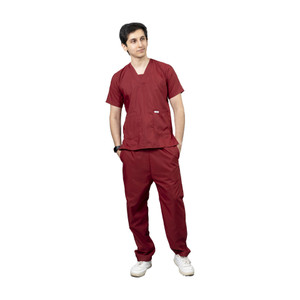 vastramedwear medical scrub suit for men pa shirt hospital scrub maroon l