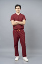 VastraMedwear Medical Scrub Suit for Men Pa Shirt Hospital Scrub (Maroon XXL)