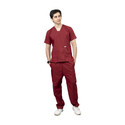 VastraMedwear Medical Scrub Suit for Men Pa Shirt Hospital Scrub (Maroon L)