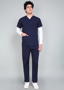 vastramedwear medical scrub suit for men shirt hospital scrub dark blue xxl