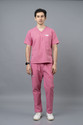 VastraMedwear Medical Scrub Suit for Men Shirt Hospital Scrub (Pink M)