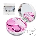 Vastsoon Contact Lens Case, Portable Cute Eye Contacts Colored Lenses Applicator Remover Tool Kit with Mirror Solution Bottle for Travel Daily Outdoor (Rose)