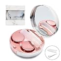 Vastsoon Contact Lens Case, Portable Cute Eye Contacts Colored Lenses Applicator Remover Tool Kit with Mirror Solution Bottle for Travel Daily Outdoor (Rose Gold)