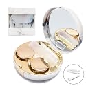 Vastsoon Contact Lens Case, Portable Cute Eye Contacts Colored Lenses Applicator Remover Tool Kit with Mirror Solution Bottle for Travel Daily Outdoor (Gold)