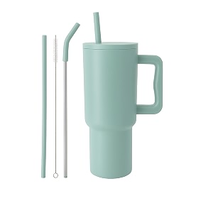 vasukie 1200 ml stainless steel tumbler with handle and lid2 straw  100 leakproof travel mug water cup for gym office amp outdoor use sage green