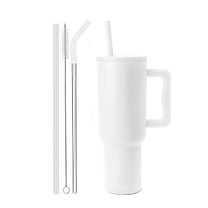 vasukie 1200 ml stainless steel tumbler with handle and lid2 straw  100 leakproof travel mug water cup for gym office amp outdoor use white