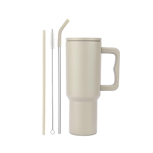 vasukie 1200 ml stainless steel tumbler with handle and lid2 straw  100 leakproof travel mug water cup for gym office amp outdoor use stone silk