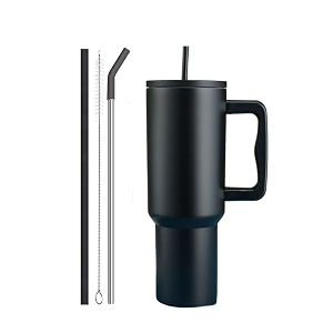 vasukie 1200 ml stainless steel tumbler with handle and lid2 straw  100 leakproof travel mug water cup for gym office amp outdoor use black
