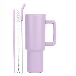 vasukie 1200 ml stainless steel tumbler with handle and lid2 straw  100 leakproof travel mug water cup for gym office amp outdoor use pastel purple