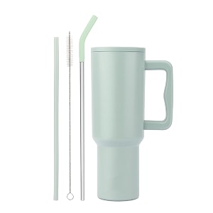 vasukie 1200 ml stainless steel tumbler with handle and lid2 straw  100 leakproof travel mug water cup for gym office amp outdoor use pastel green