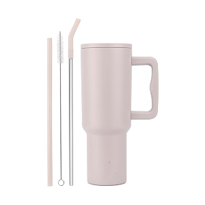vasukie 1200 ml stainless steel tumbler with handle and lid2 straw  100 leakproof travel mug water cup for gym office amp outdoor use oatmeal