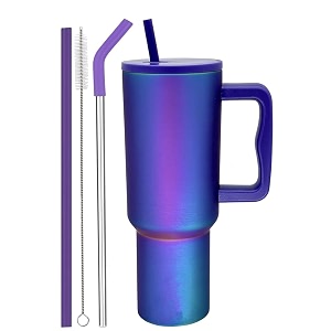 vasukie 1200 ml stainless steel tumbler with handle and lid2 straw  100 leakproof travel mug water cup for gym office amp outdoor use aurora prism