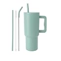 Vasukie 1200 ML Stainless Steel Tumbler with Handle and Lid,2 Straw | 100% Leakproof Travel Mug Water Cup for Gym, Office &amp; Outdoor Use (Sage Green)