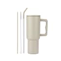 Vasukie 1200 ML Stainless Steel Tumbler with Handle and Lid,2 Straw | 100% Leakproof Travel Mug Water Cup for Gym, Office &amp; Outdoor Use (Stone Silk)