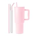 Vasukie 1200 ML Stainless Steel Tumbler with Handle and Lid,2 Straw | 100% Leakproof Travel Mug Water Cup for Gym, Office &amp; Outdoor Use (Misty Rose)