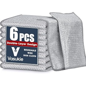 vasukie multipurpose non-scratch stainless steel wire dishwashing rags  scrubber dishcloth dishes sinks counters  easy rinsing  machine washable  durable amp reusable  wet amp dry use  combo of 30