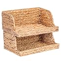 VATIMA Water Hyacinth Storage Baskets with Large Open-Front for Kitchen, Decorative for Living Room, 13.4” x 9.5” x 5.5”, 2 Pack