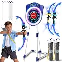 VATOS 2 Pack LED Bow and Arrow for Kids with Auto Scoring, Light Up Archery Set with 10 Suction Cup Arrows, 2 Quivers, LED Archery Target, Indoor Outdoor Backyard Toy Gift