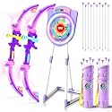 VATOS 2 Pack LED Bow and Arrow for Kids with Auto Scoring, Light Up Archery Set with 10 Suction Cup Arrows, 2 Quivers, LED Archery Target, Indoor Outdoor Backyard Toy Gift