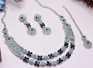 vatsalya creation alloy blue jewellery set