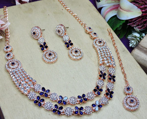 vatsalya creation alloy blue jewellery set