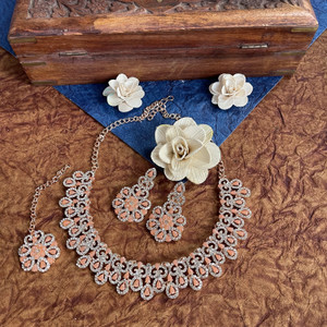vatsalya creation alloy gold-plated beige jewel set pack of 3