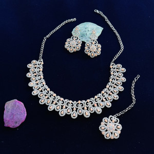 vatsalya creation alloy gold-plated beige jewellery set