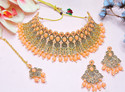 VATSALYA creation Alloy Gold-plated Beige, Orange Jewellery Set