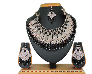 vatsalya creation alloy gold-plated black jewellery set