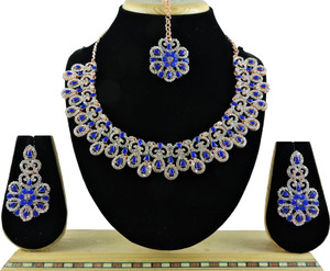 vatsalya creation alloy gold-plated blue jewel set pack of 1
