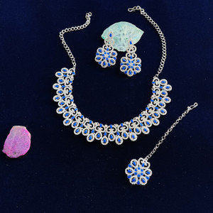 vatsalya creation alloy gold-plated blue jewellery set