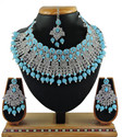 VATSALYA creation Alloy Gold-plated Blue, Platinum Jewellery Set