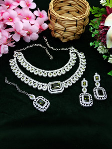 vatsalya creation alloy gold-plated green jewellery set