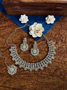 vatsalya creation alloy gold-plated green jewel set pack of 1