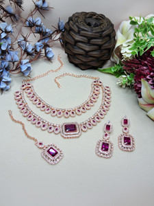 vatsalya creation alloy gold-plated purple jewel set pack of 1