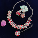 VATSALYA creation Alloy Gold-plated Red Jewellery Set