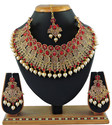 VATSALYA creation Alloy Gold-plated Red Jewellery Set