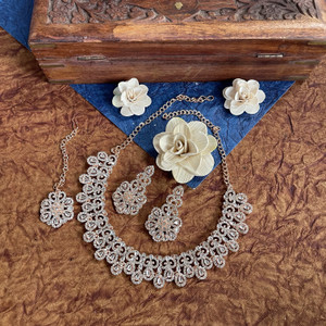 vatsalya creation alloy gold-plated rose gold jewellery set