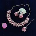 VATSALYA creation Alloy Gold-plated Ruby Red Jewellery Set