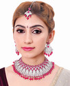 VATSALYA creation Alloy Gold-plated Ruby Red, Silver Jewellery Set