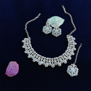 vatsalya creation alloy gold-plated turquoise jewellery set