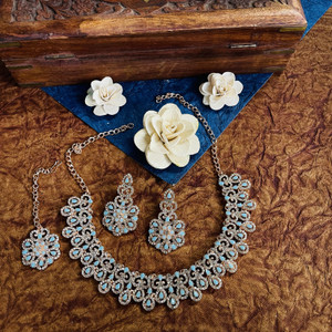 vatsalya creation alloy gold-plated turquoise jewel set pack of 1
